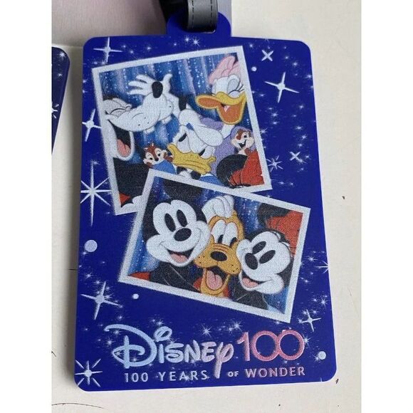 2 Pack DISNEY 100 Years Of Wonder Mickey And Friends LUGGAGE ID BAG TAGS NEW - Picture 3 of 9